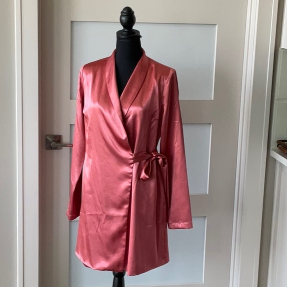Satin Pink Wrap Dress